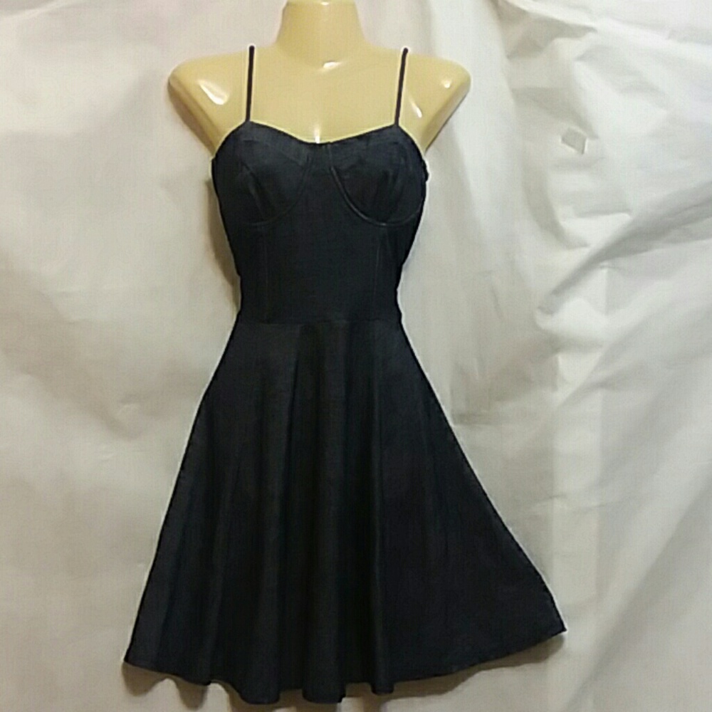 Hearts Y2K Womens Small Blue Dress Knit Skater Underwire Bustier Flare Skirt